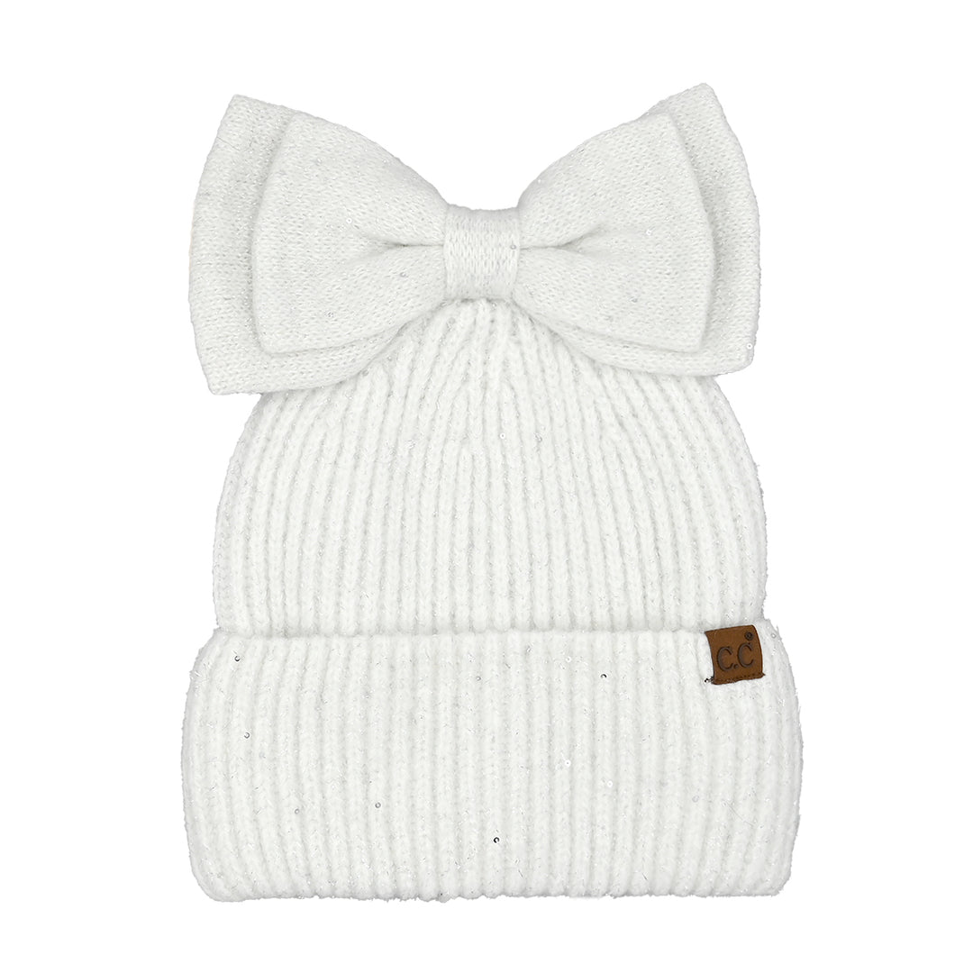 Beanie Sparkly Bowtie Blanco