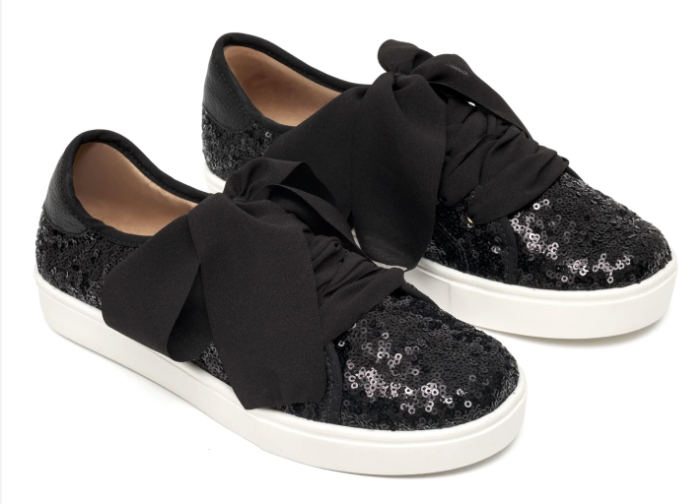 Tenis Oliva Bajos Lentejuelas - Negro