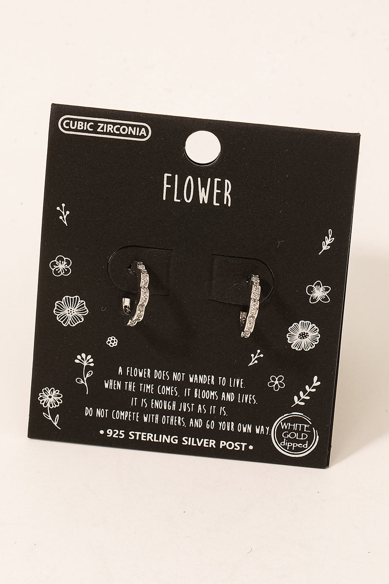 Aretes Caroline Silver Flower Hoop