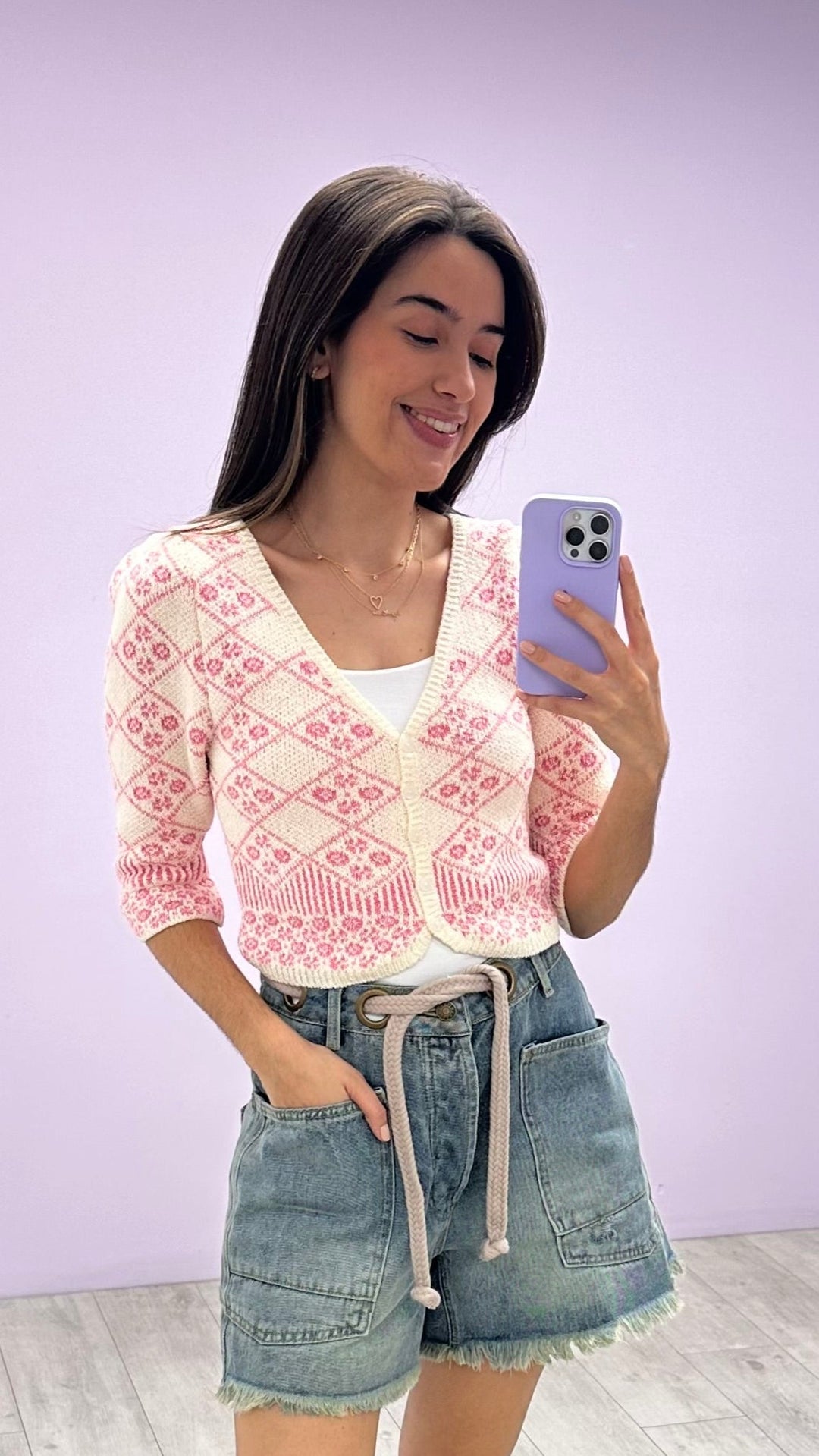 Cardigan Becca Rosado