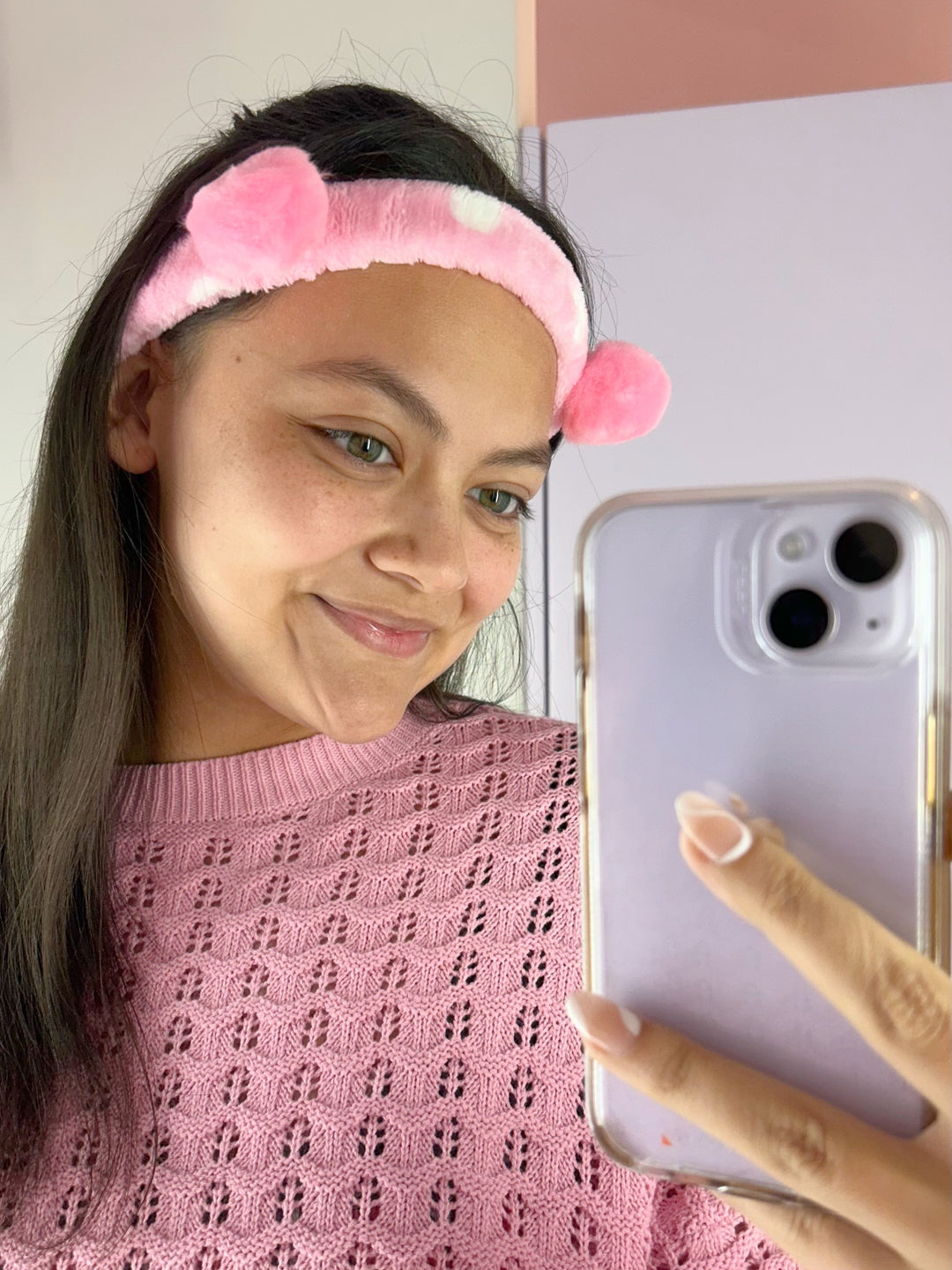 Headband Polka Dots Rosado