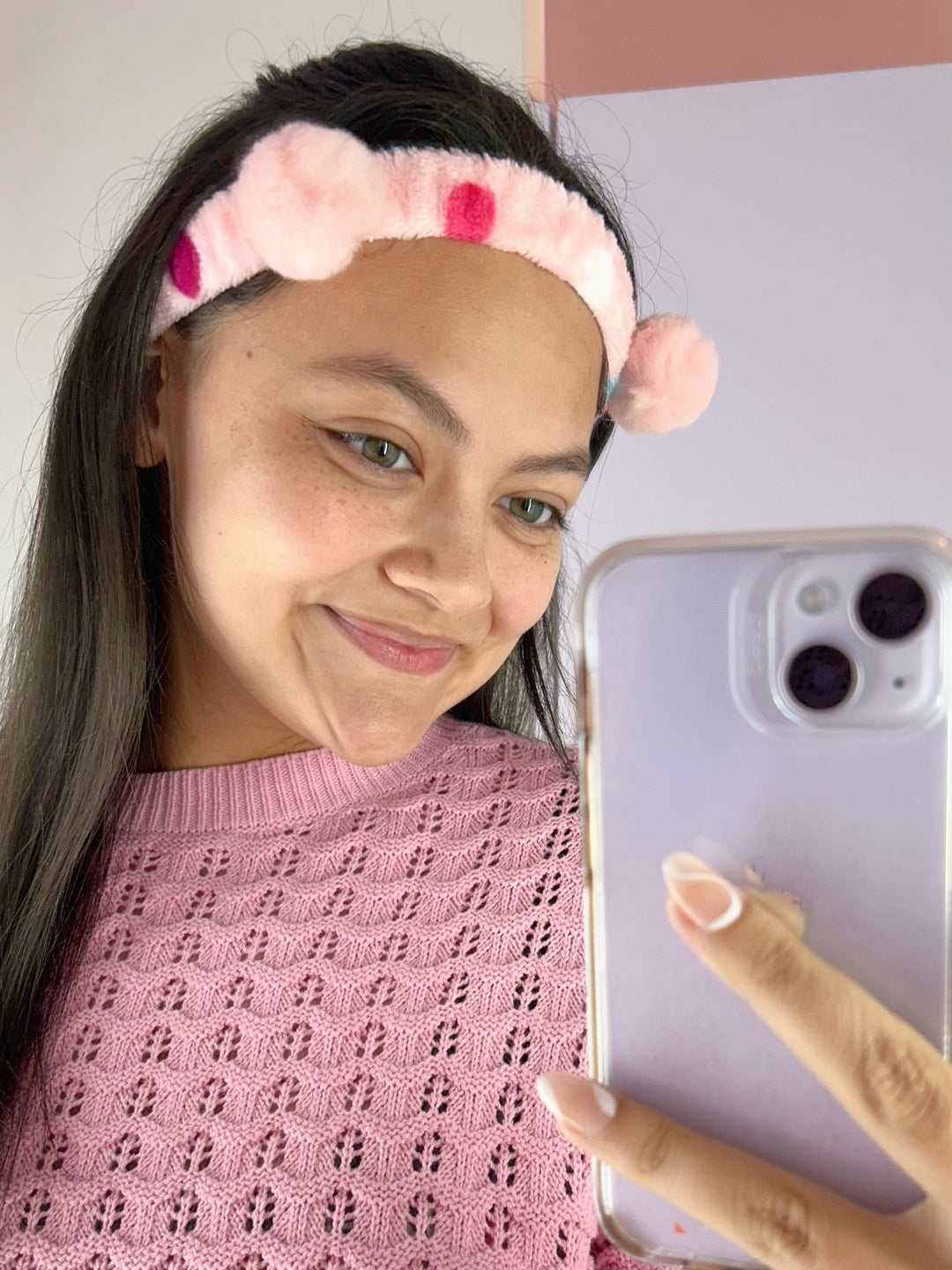 Headband Polka Dots Palo Rosa
