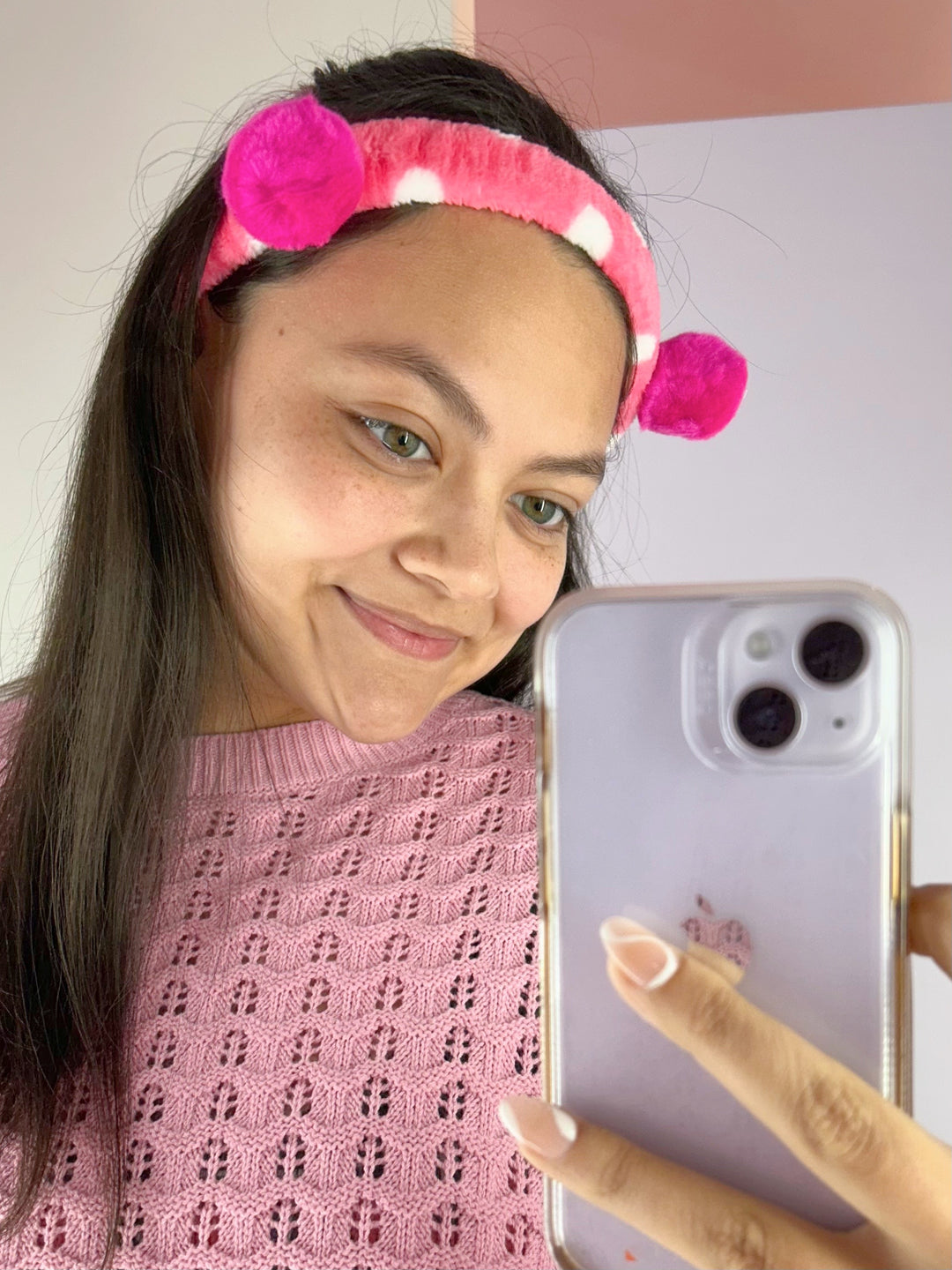 Headband Polka Dots Fucsia