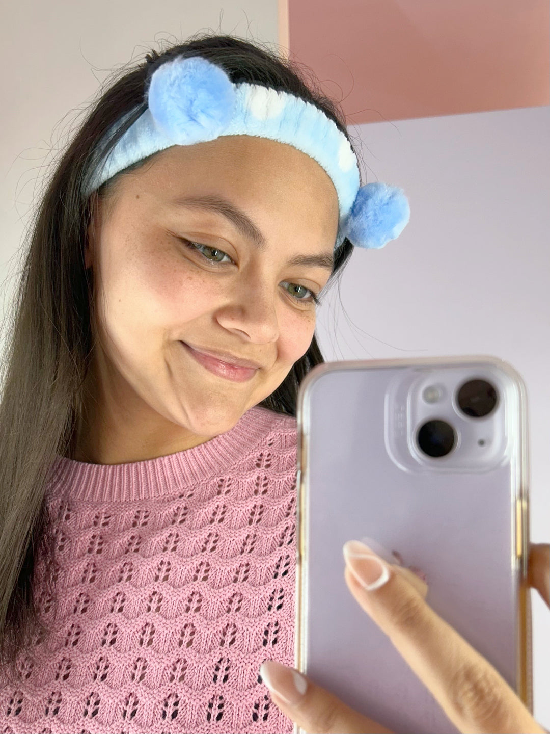 Headband Polka Dots Celeste