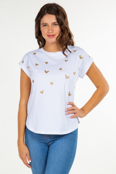 T-Shirt Golden Heart Blanco