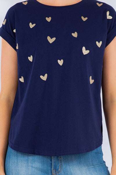 T-Shirt Golden Heart Navy