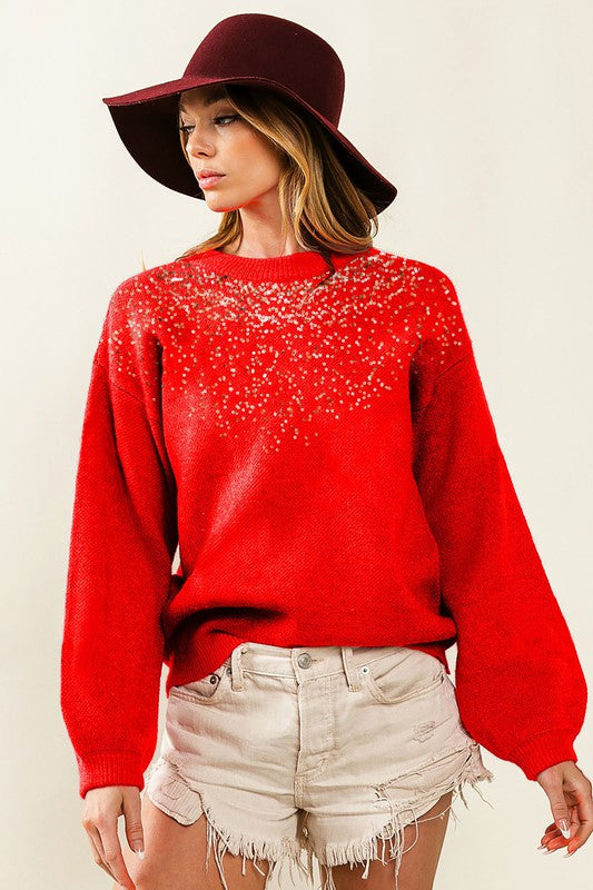 Sweater Holiday Shine Rojo