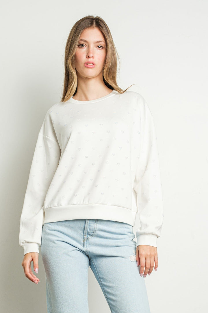 Sweater Glimmer Heart White