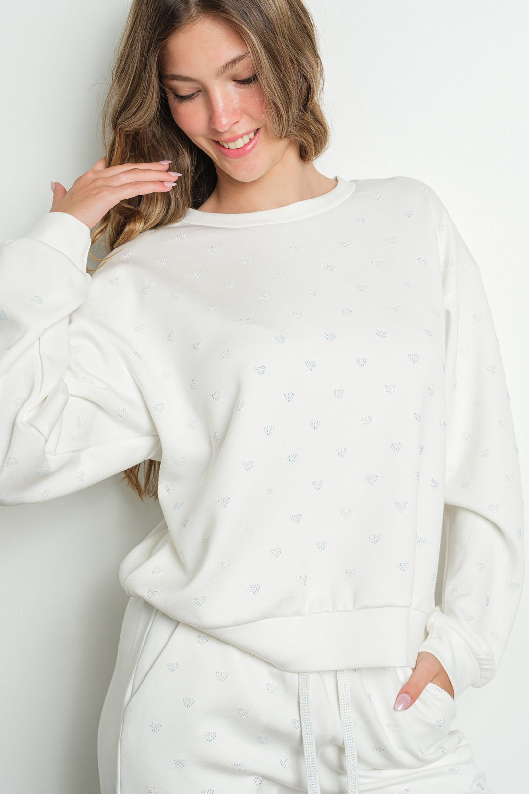 Sweater Glimmer Heart White