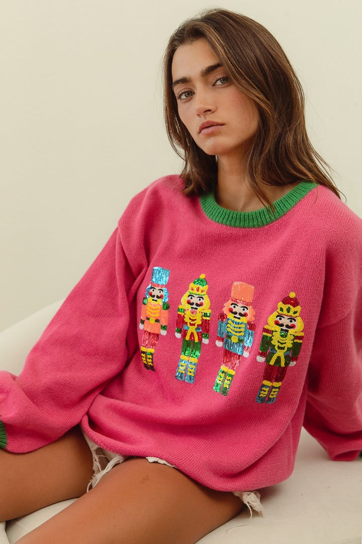 Sweater Cozy Nutcracker Pink