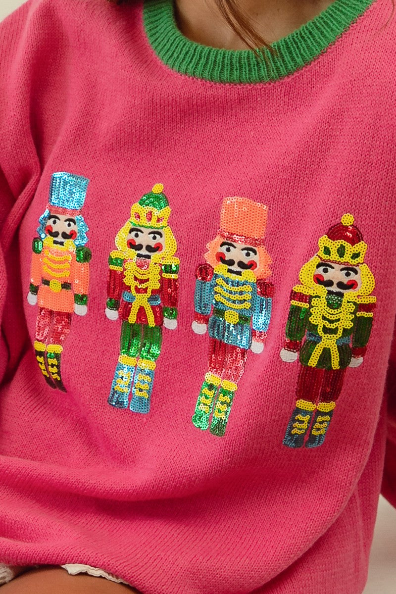 Sweater Cozy Nutcracker Pink