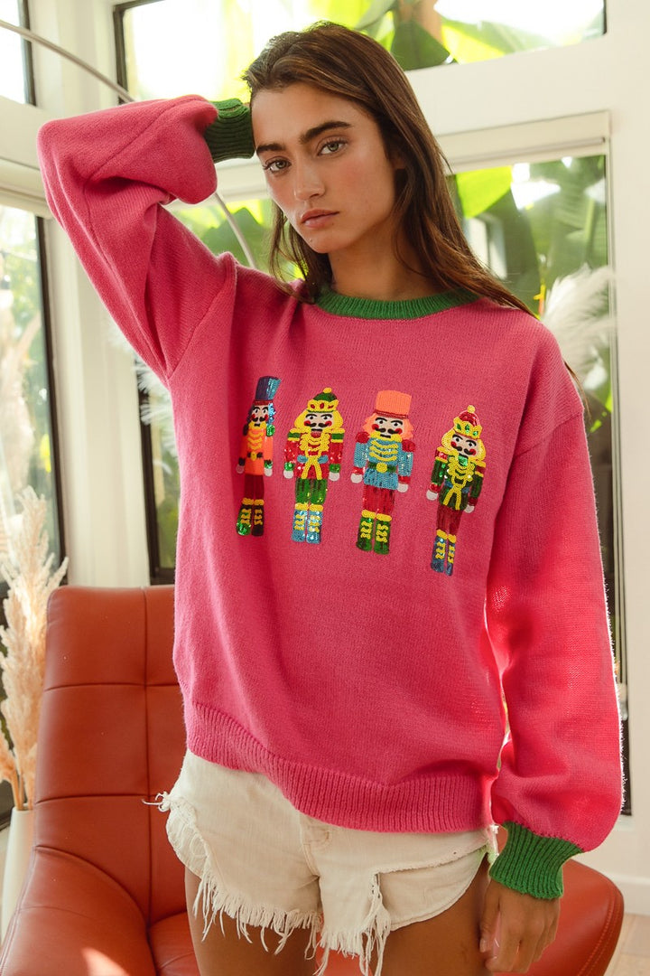 Sweater Cozy Nutcracker Pink