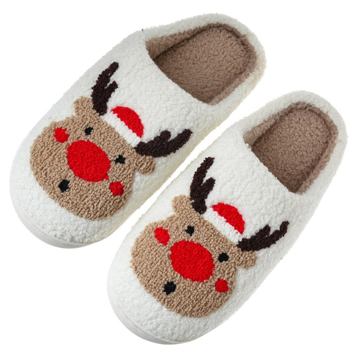 Pantuflas Fuzzy Rudolphs Red