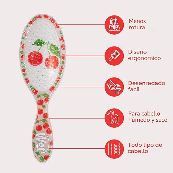 Cepillo Wet Brush Detangler Cherry