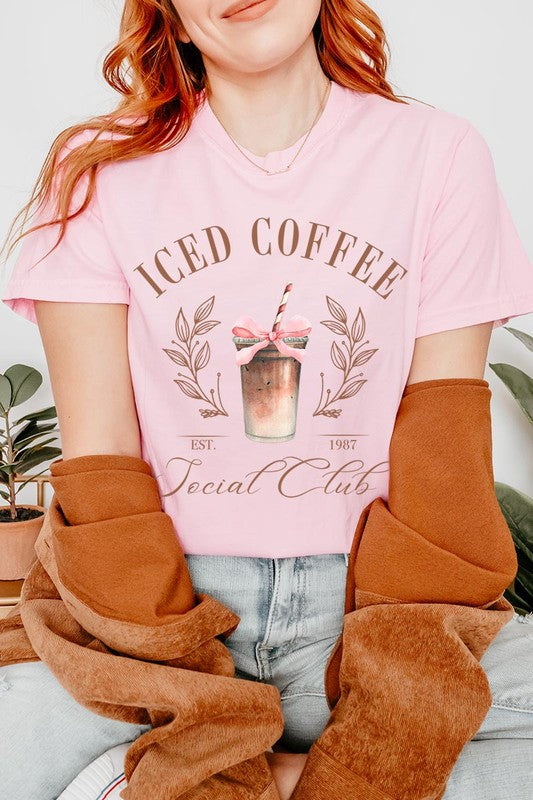 T-Shirt "Iced Coffee Social Club" Rosada