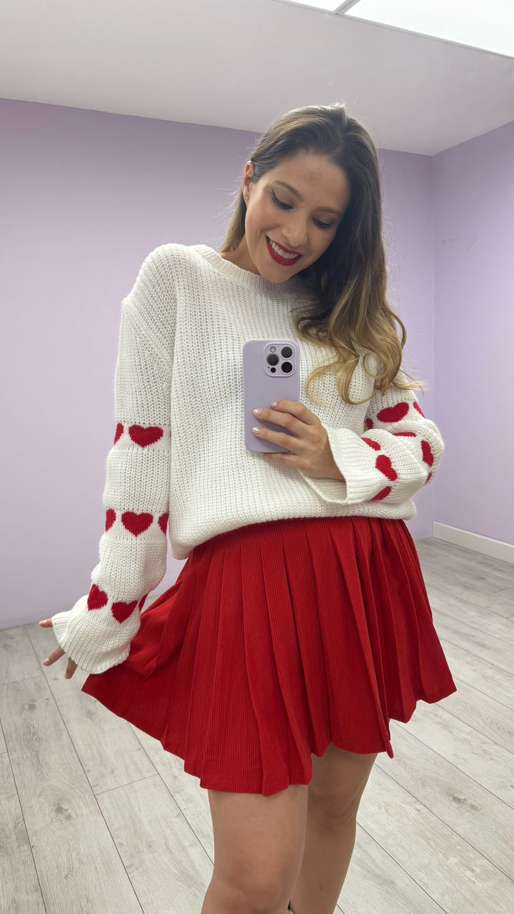 Sweater Little Hearts Blanco