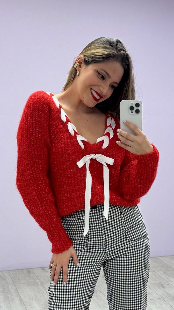 Sweater Jingle Bow Rojo
