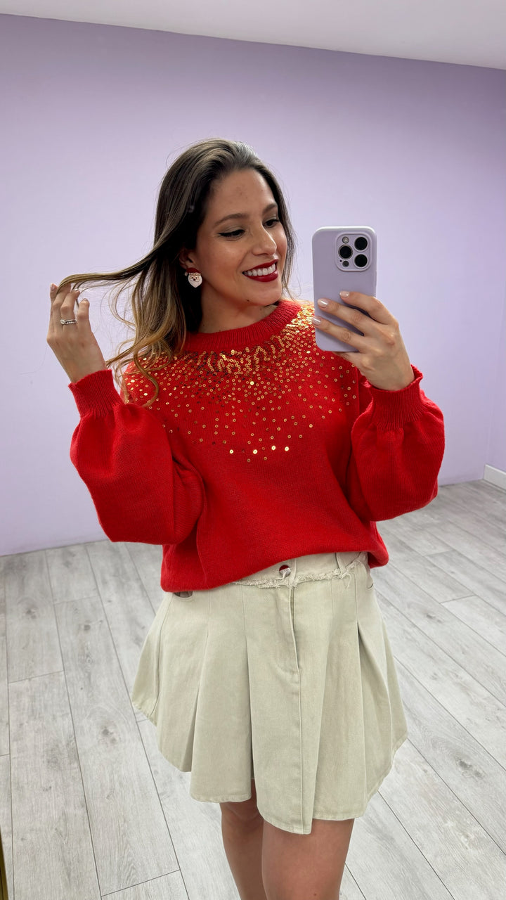 Sweater Holiday Shine Rojo