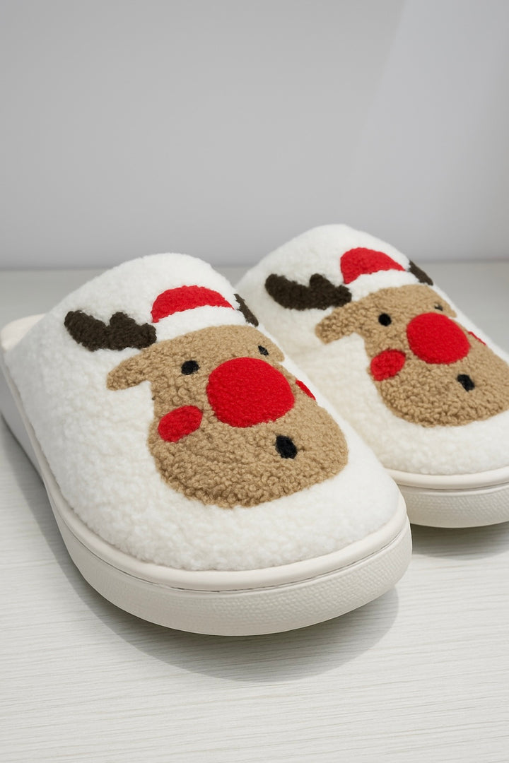 Pantuflas Fuzzy Rudolphs Red