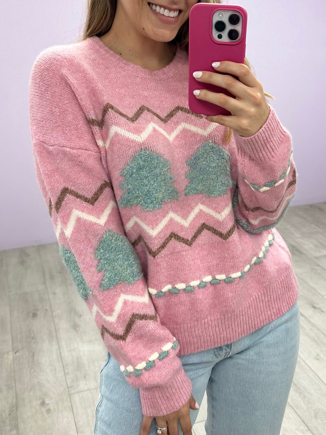 Sweater Wonder Trees Pink