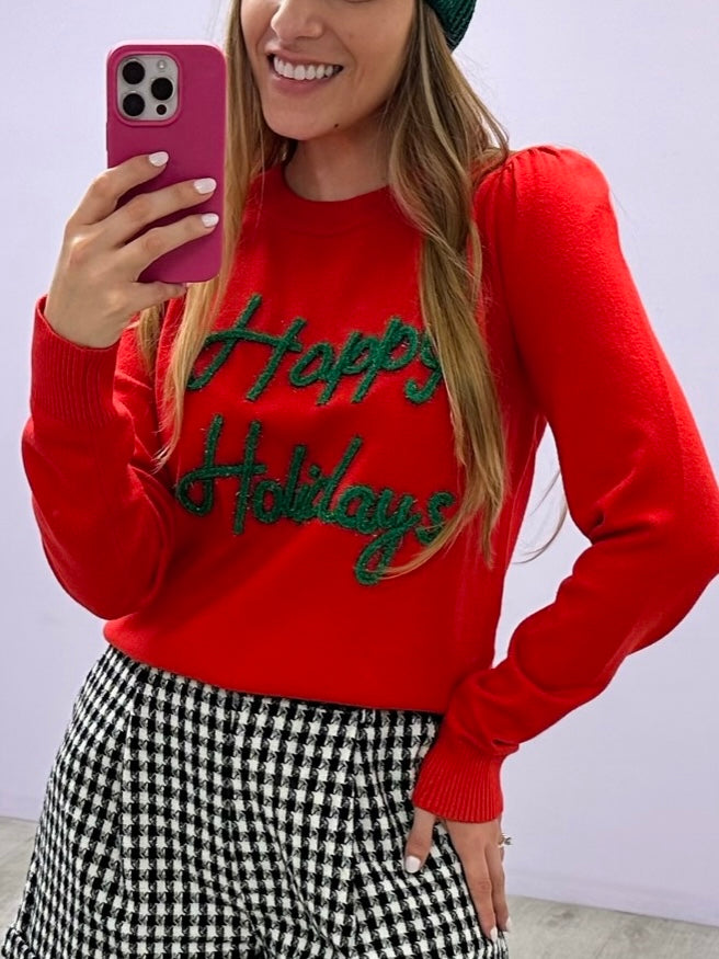 Sweater Happy Holidays Rojo