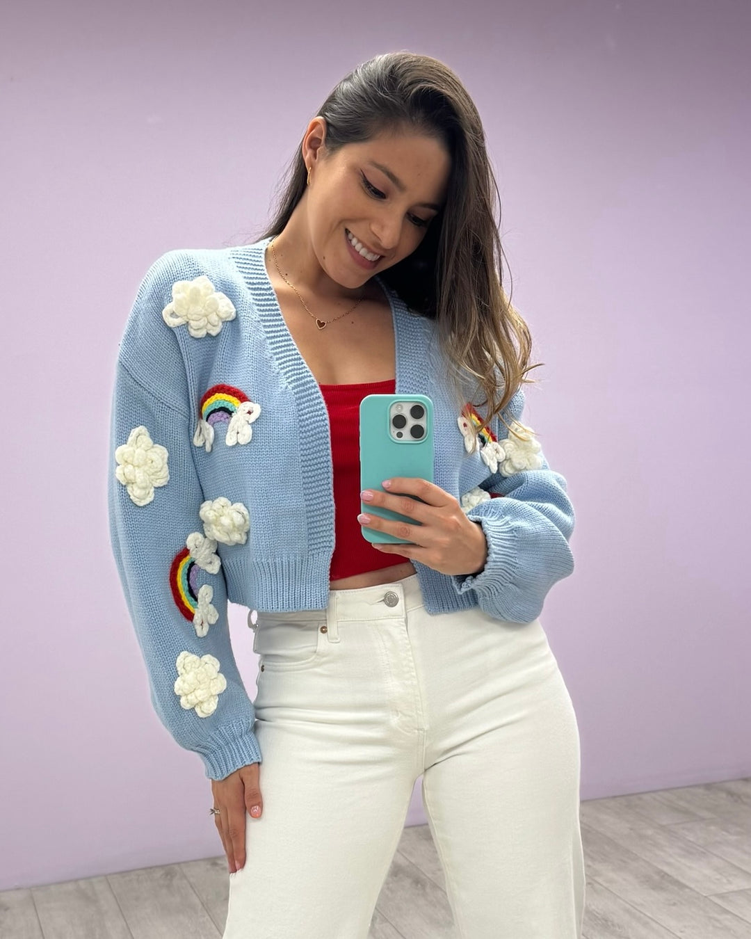 Cardigan Cutie Rainbow Celeste