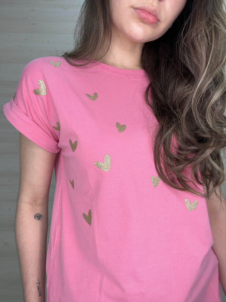 T-Shirt Golden Heart Rosa