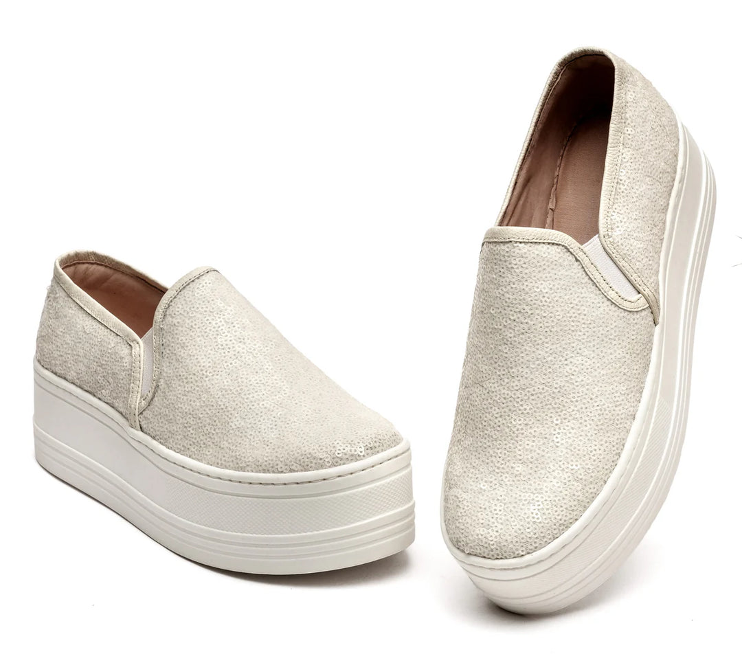Oliva Plataforma Casual Lentejuelas Blanco