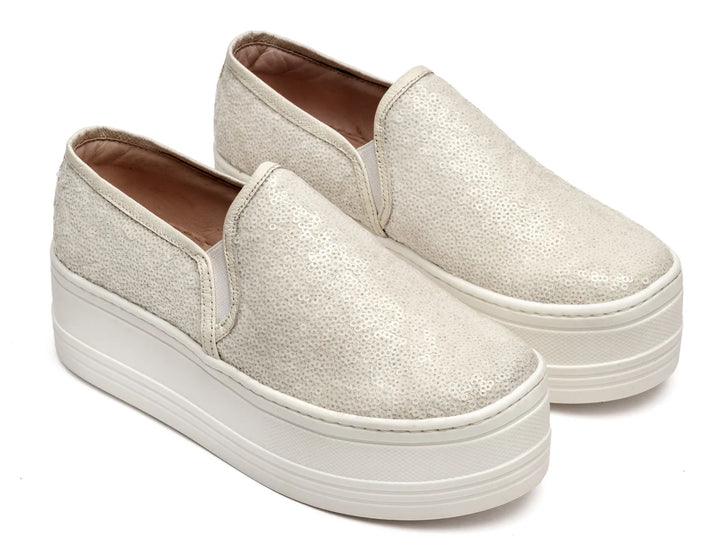 Oliva Plataforma Casual Lentejuelas Blanco