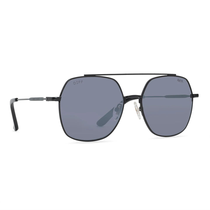 H.E.R Paradise Black Grey Mirror Sunglasses